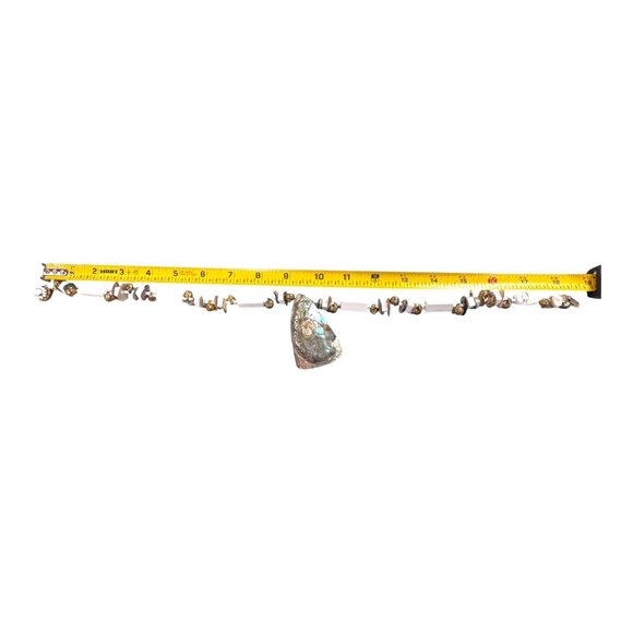 Vintage Miriam Haskell Abalone Snail Shell Necklace Gold & White Beads Statement - Picture 10 of 10